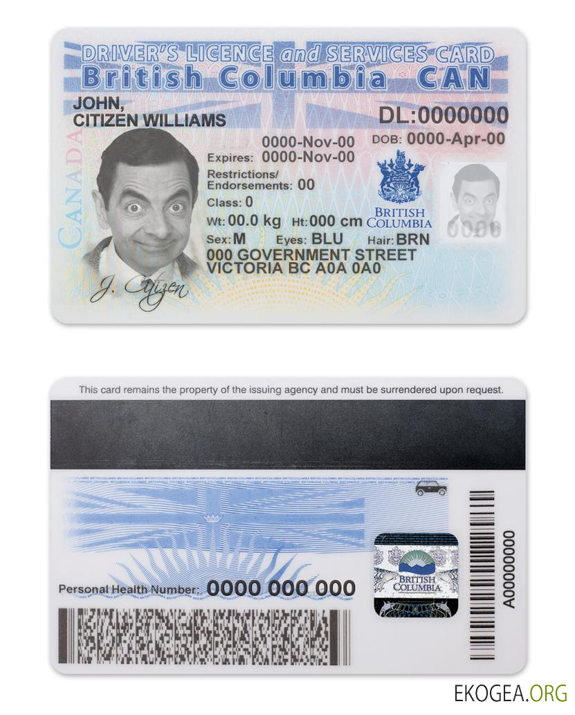 Canada province British Columbia driving license